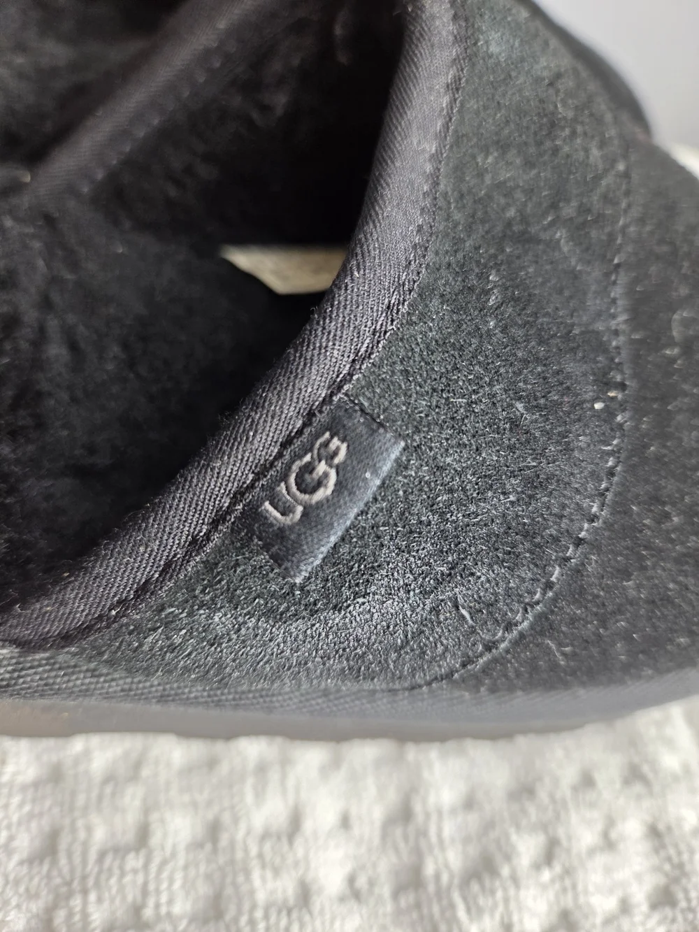 UGG Black Suede Slip-On Indoor Slippers